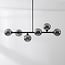 6-light design ceiling light Aster in smoked glass - black