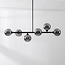 Black designer ceiling lamp with smoked glass, 6-light - Aster