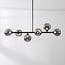 6-light design ceiling light Aster in smoked glass - black