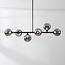 Designer ceiling light black with smoked glass, 6-bulb - Aster
