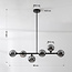 Designer ceiling light black with smoked glass, 6-bulb - Aster
