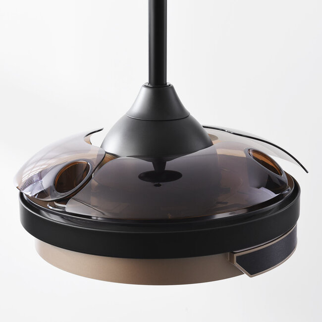 Ceiling fan Vento Black with brown incl. LED and remote control