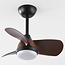 Compact ceiling fan black and dark brown with LEDs and remote control - Vietor