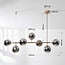 Designer pendant light Hepta with 7 smoked glass globes