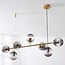 Designer pendant light Hepta with 7 smoked glass globes