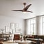 Ceiling fan Wieke - dark brown wood effect with adjustable colour temperature