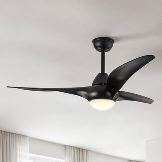 Black ceiling fan with light and adjustable colour temperature - Wieke