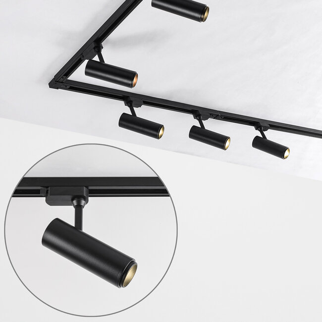 Modern 1-phase track lighting system 3 metres with black track lights - Jolie