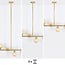 6-light pendant light Aster - gold with amber glass globes
