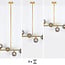 6-light pendant light Aster - gold with smoked glass globes