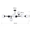 Designer ceiling light black with frosted glass, 8-bulb - Osem