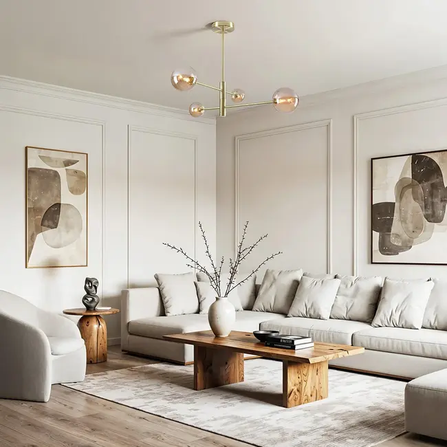 4-light ceiling light Stiri - amber glass in gold