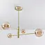 Designer ceiling light Stiri gold with amber glass, 4-bulb