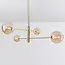Designer ceiling light Stiri gold with amber glass, 4-bulb