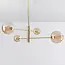 Designer ceiling light Stiri gold with amber glass, 4-bulb