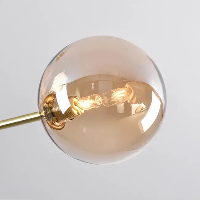 Golden ceiling lamp Stiri 4-light with Amber glass