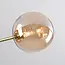 Designer ceiling light Stiri gold with amber glass, 4-bulb