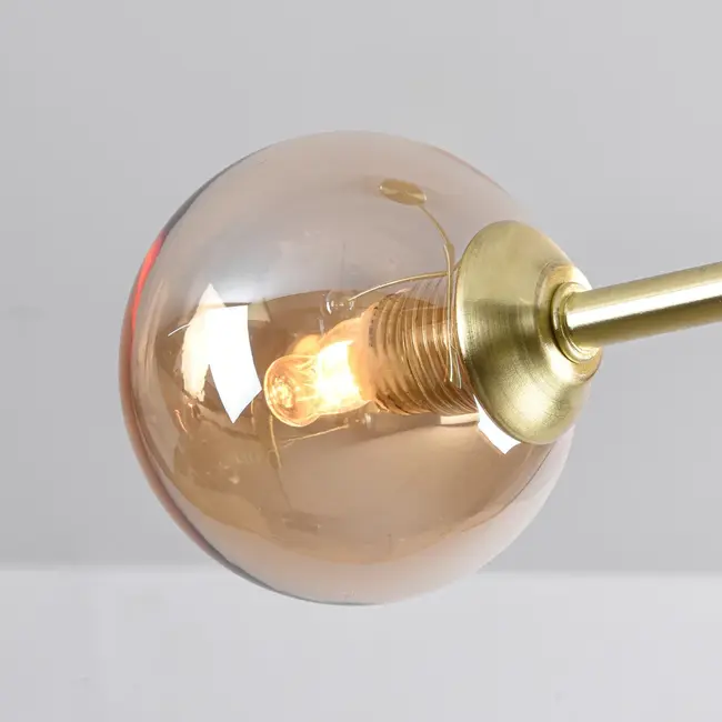 Golden ceiling lamp Stiri 4-light with Amber glass