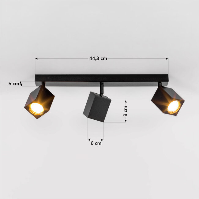 Industrial ceiling lamp with 3 spots - Bas