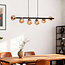 6-light designer pendant light Guadeloupe - black and amber glass