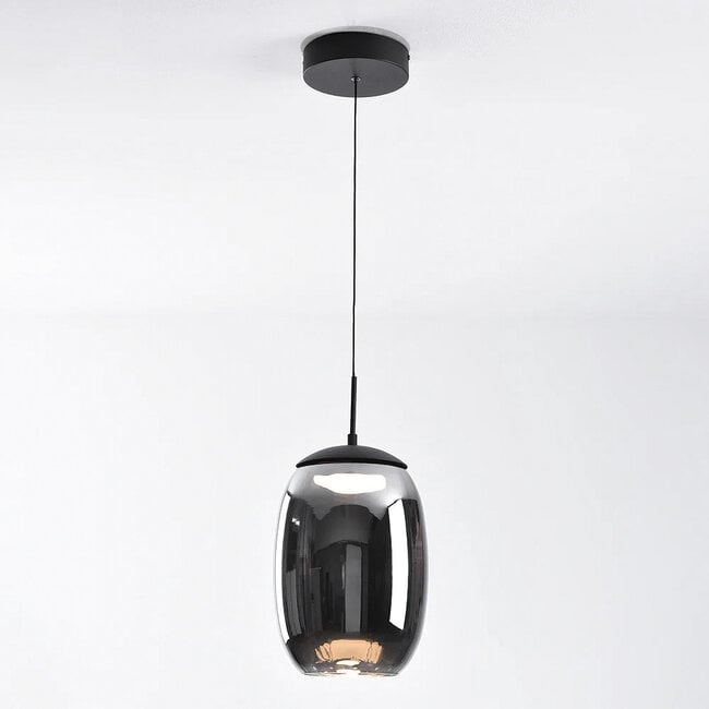 3-step dimmable pendant light Nadine - smoked grey glass and black
