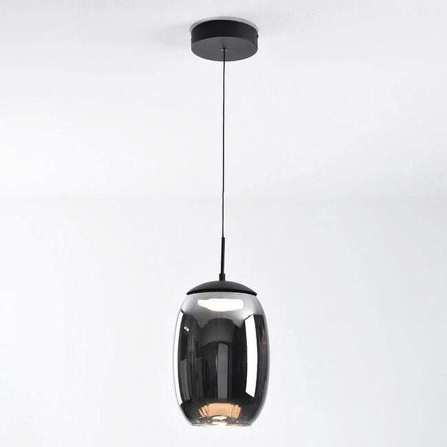 Black Nadine pendant lamp with smoked glass and 3-step dimmer
