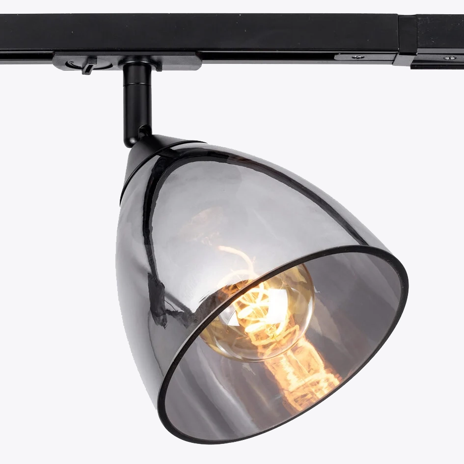 Track lighting sets with glass