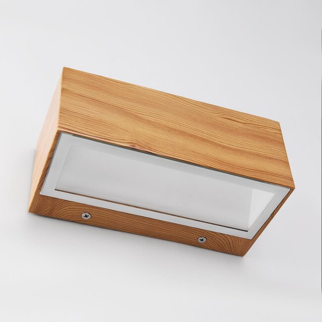 Modern outdoor wall light Kai with wood-effect and integrated LED