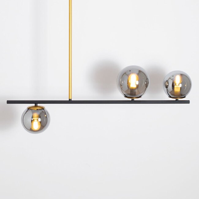 3-light designer pendant light Danny with glass globes