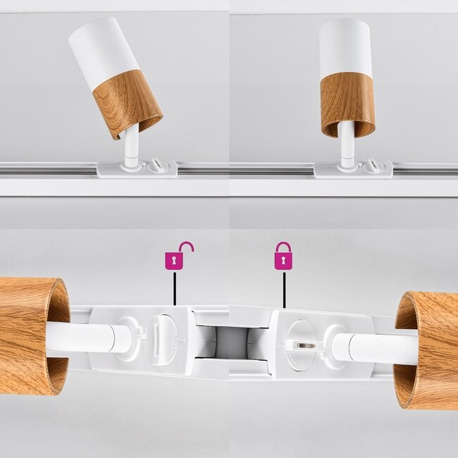 Track spotlights 1-phase wood effect mahogany White - Linn