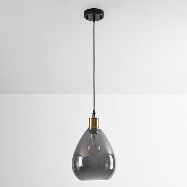 1-light pendant lamp Verona smoked glass - drop smooth glass