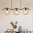 3-light pendant light Curvatura - black with amber glass