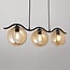 3-light pendant light Curvatura - black with amber glass
