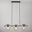 3-light pendant light Curvatura - black with amber glass