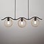 3-light pendant light Curvatura - black with amber glass