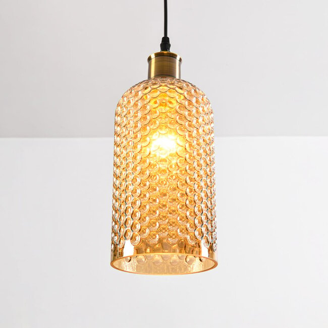 pendant light Lana - elongated amber glass