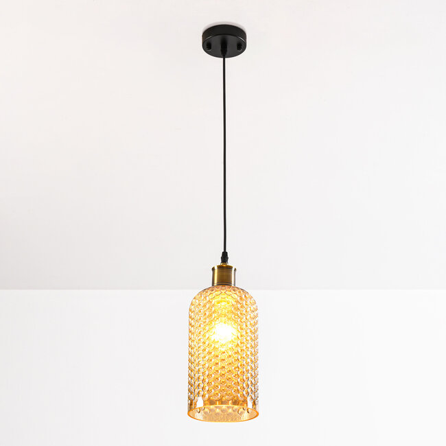 pendant light Lana - elongated amber glass