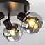 Round ceiling lamp, black with smoked glass and Mirror effect, 3-light - Jenthe