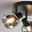 3-light round ceiling light Jenthe - black with smoked glass and mirror effect