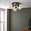 Round ceiling lamp, black with transparent glass, 3-light - Jenthe