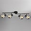 4-light ceiling light Jenthe - black with smoked glass and mirror effect