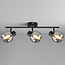 Black ceiling lamp with smoked glass and Mirror effect, 3-light - Jenthe