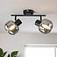 2-light ceiling light Jenthe - black with smoked glass and mirror effect