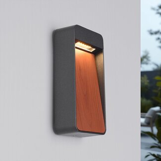Fico outdoor wall light - wood, Anthracite