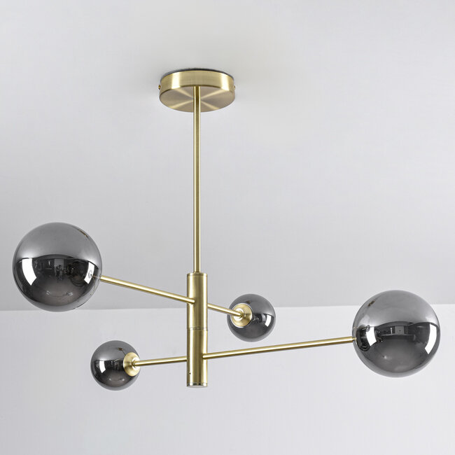 Ceiling light Stiri 4-light gold with smoked glass
