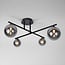 4-light ceiling light Nymo - smoked glass in black
