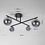 4-light ceiling light Nymo - smoked glass in black