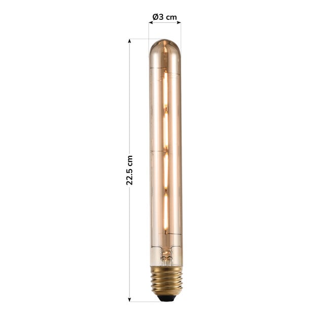 E27 tubular LED bulb dimmable amber 4-wire 22.5 cm (2200K)