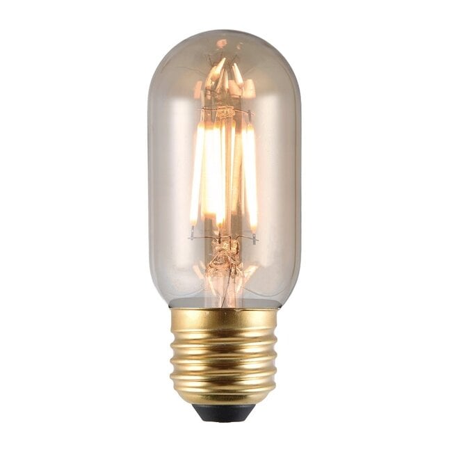 E27 dimmable tubular LED bulb in amber glass, 11 cm (2200K)
