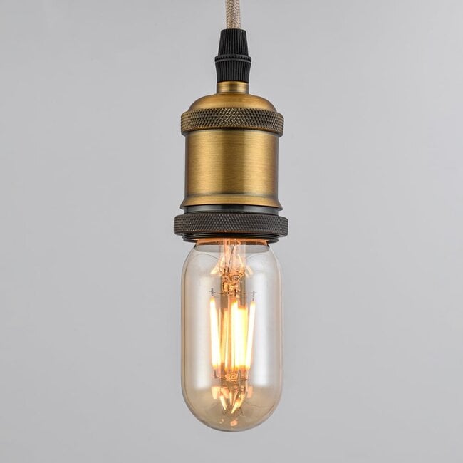 E27 dimmable tubular LED bulb in amber glass, 11 cm (2200K)